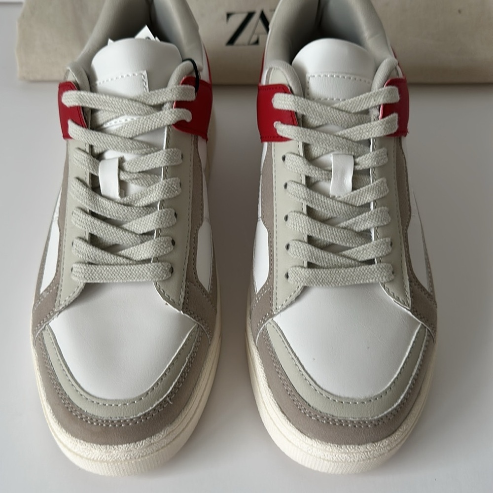 Zara Men's White and Red Casual Sneakers - Picture 16 of 17